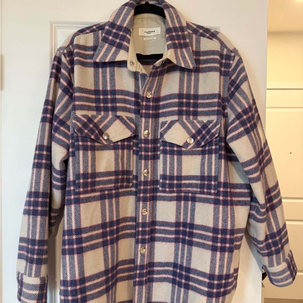 Étoile Isabel Marant virgin wool plaid shirt shacket jacket